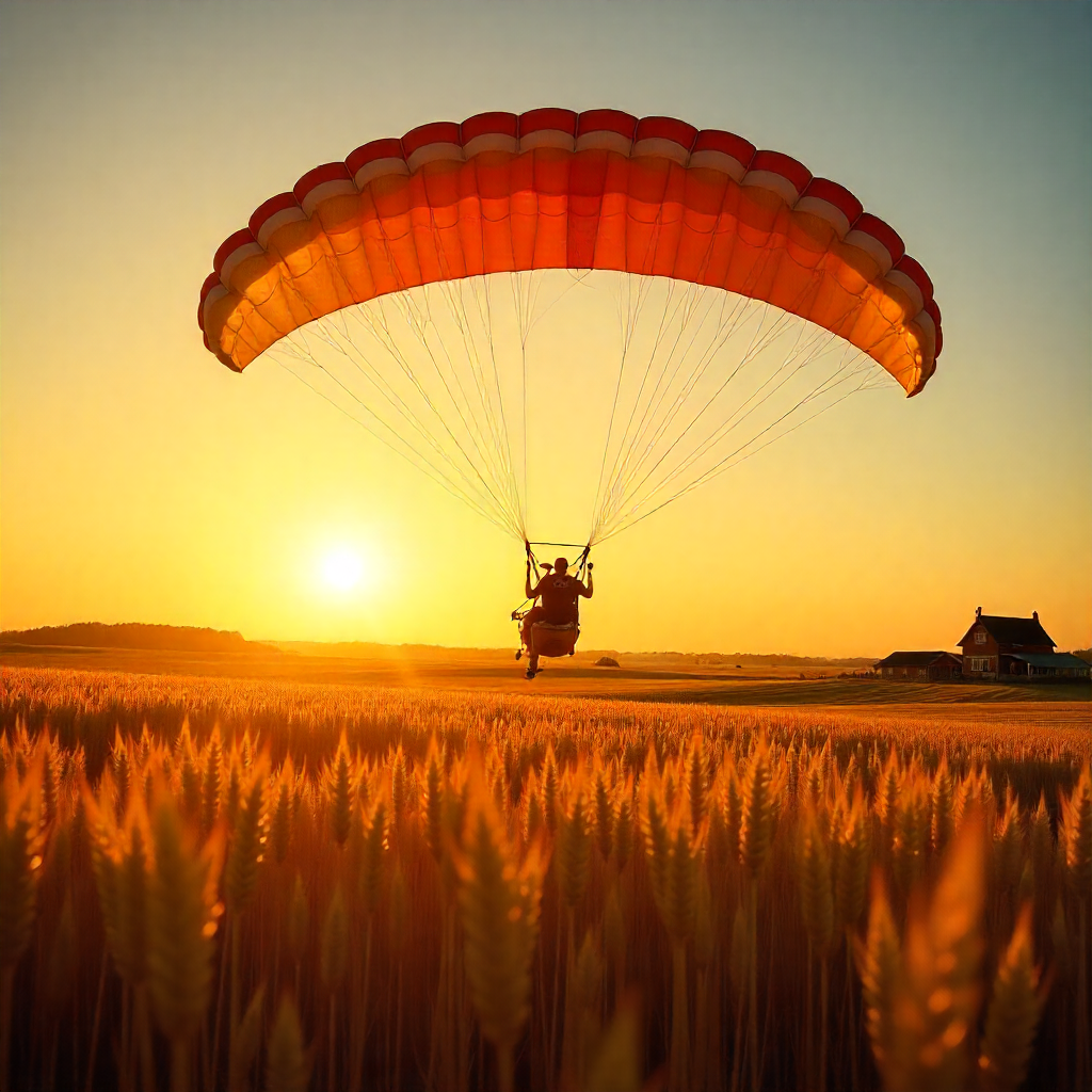 paramoteur dans les champs